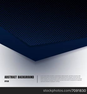 Abstract paper art and halftone style layout template. Dark blue gradient triangles overlapping realistic shadows on white background luxury concept. You can use material design for brochure, banner web, poster, booklet, leaflet, flyer. Motion wallpaper element. Flat ui. Vector Illustration