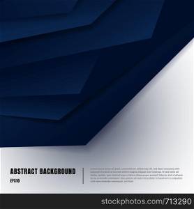 Abstract paper art style layout template. Dark blue gradient triangles overlapping realistic shadows on white background luxury concept. You can use material design for brochure, banner web and mobile app, poster, booklet, leaflet, flyer. Motion wallpaper element. Flat ui. Vector Illustration