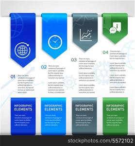 Abstract paper business infographics layout design elements for ribbons bookmarks and selections with icons vector illustration