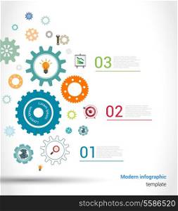 Abstract paper chart infographics elements template with gears and business icons vector illustration