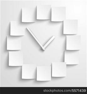 Abstract paper clock with blank digits vector illustration