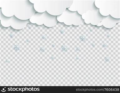 Abstract Paper Clouds with Snowflakes on Transparent Vector Illustration EPS10. Abstract Paper Clouds with Snowflakes on Transparent Vector Illustration