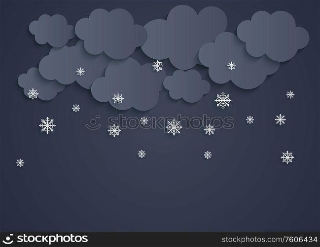 Abstract Paper Clouds with Snowflakes Vector Illustration EPS10. Abstract Paper Clouds with Snowflakes Vector Illustration