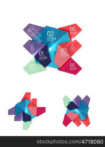 Abstract paper geometric infographic templates for business background, presentation or message with options and buttons