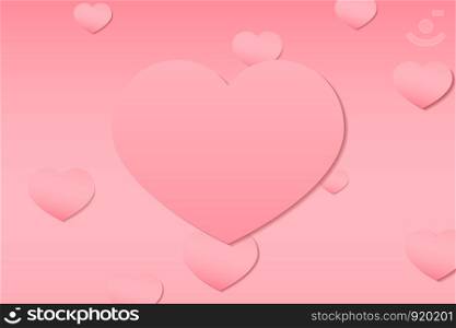 Abstract paper heart pink background , Banner mother day , valentine love illustration , vector