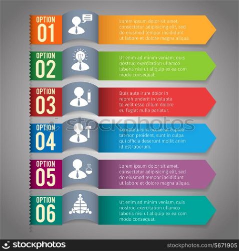 Abstract paper infographics layout template with option bookmarks vector illustration