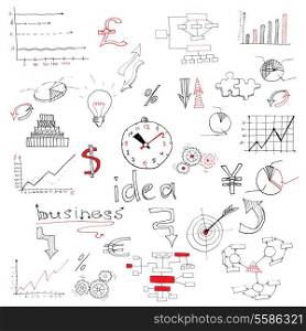 Abstract paper sketch colored business infographic elements charts and diagrams vector illustration
