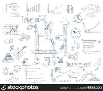 Abstract paper sketch pen drawn business infographic doddle elements vector illustration