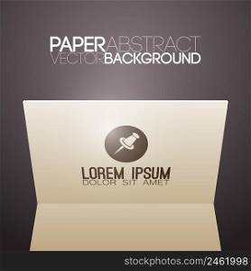 Abstract paper template with folded brochure and pin icon on dark background isolated vector illustration. Abstract Paper Template