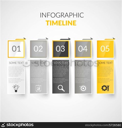 Abstract paper timeline infographics design template with bookmarks business icons vector illustration