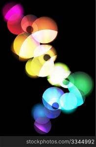 Abstract Party Background - Multicolor Bubbles and CD Compact Discs on Black Background