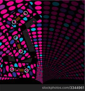 Abstract Party Background - Retro Audio Cassette Tapes on Dotted Background
