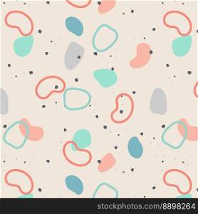 Abstract pastel pattern with hand-drawn shapes and doodles boho style.