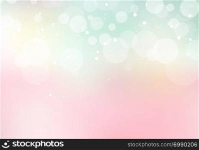 Abstract pastel sweet color blurred background with bokeh and glitter. Vector illustration