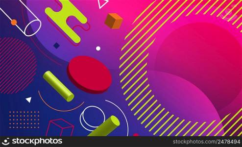 Abstract pattern 3D geometric elements colorful background. Vector graphic illustration