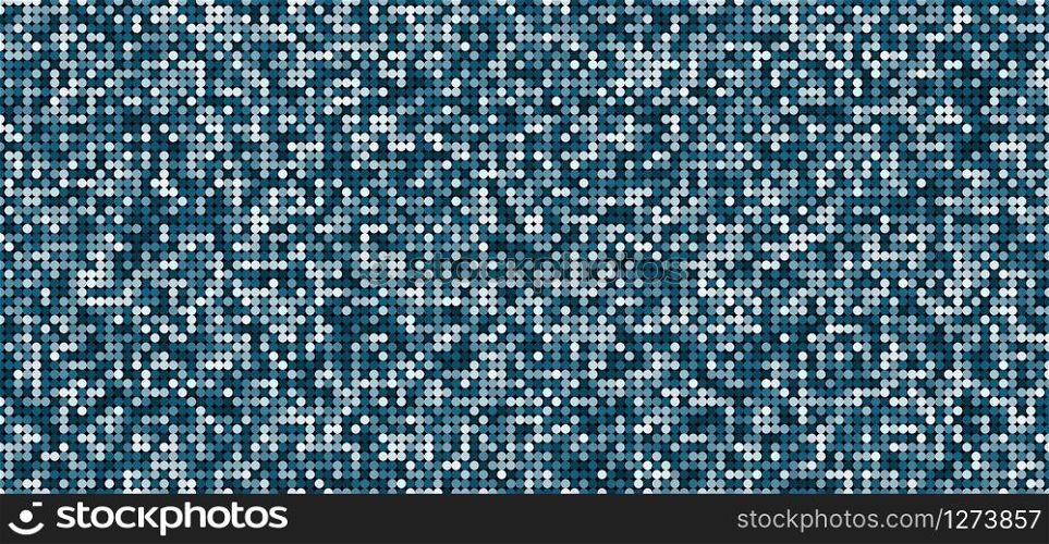 Abstract pattern blue seamless shimmer background with circles shiny light and dark. Mosaic texture. Vector illustration