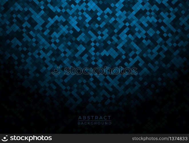 Abstract pattern blue square shape design dark tone with vignette. vector illustration.