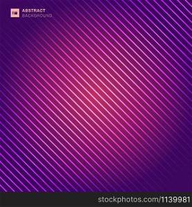 Abstract pattern diagonal stripes laser line light on pink and purple color background. Vector illustration