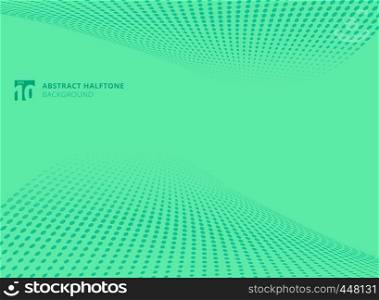 Abstract pattern dots green color halftone perspective background. Vector illustration