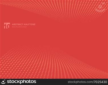 Abstract pattern dots red color halftone perspective background. Vector illustration