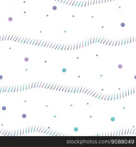 Abstract pattern of blue triangles and circles. Seamless vector pattern on a white background.