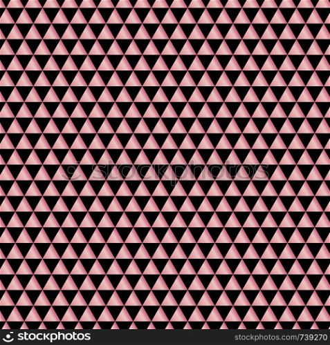 Abstract pattern rose gold metallic geometric triangles on black background. Elegant for banner web, party invitation card, Christmas, celebration, wedding, poster, brochure. Vector illustration