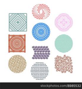 Abstract pattern shapes, Mandala,  curves, Lines. Contemporary modern trendy Vector illustration.