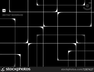 Abstract pattern white intersecting geometric lines overlapping on black background. Vector illustration