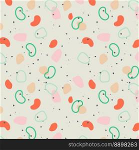 Abstract pattern with hand-drawn shapes and doodles in pastel colors boho style.