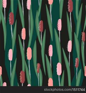 Abstract pattern with reed leaves. Trendy colors and hand drawn elements are perfect design for fashion, fabric, wrapping paper, textile, scrapbooking paper.