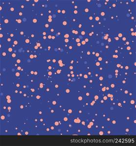 Abstract pattern with speckles pink color on blue background. Drops of paint, small drops. Vector illustration