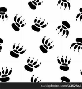 Abstract pawprint background. Seamless. Black-and-white palette. Vector illustration.