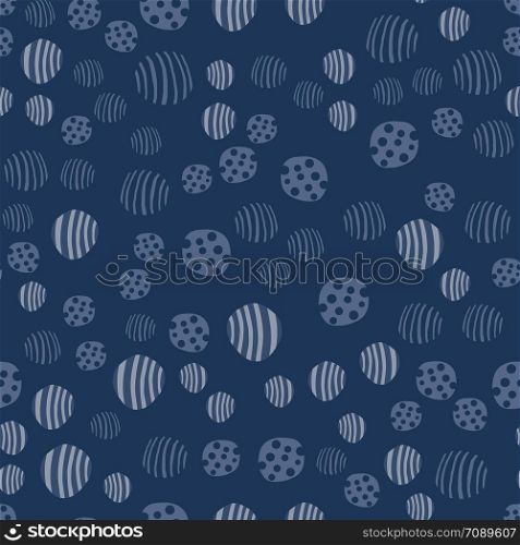 Abstract pebble seamless pattern on blue background. Hand drawn stones wallpaper. Abstract geometric dotted texture. Vector illustration. Abstract pebble seamless pattern. Hand drawn stones wallpaper.