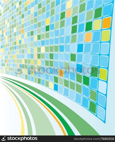 Abstract Perspective Cyan Mozaic background. Color bright decorative background vector illustration.