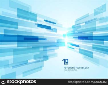 Abstract perspective futuristic technology geometric with light burst blue background. Vector illustration