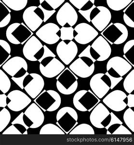 Abstract Petal Pattern. Vector Seamless Background. Regular Black and White Texture