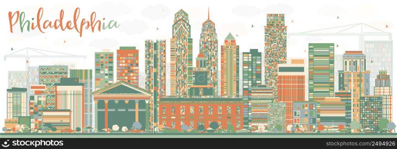 Abstract Philadelphia Skyline with Color Buildings. Vector Illustration. Business Travel and Tourism Concept with Philadelphia City. Image for Presentation Banner Placard and Web Site.