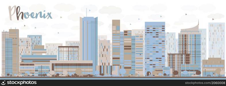 Abstract Phoenix Skyline with Color Buildings. Vector Illustration. Business travel and tourism concept with modern buildings. Image for presentation, banner, placard and web site.
