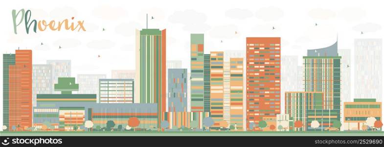 Abstract Phoenix Skyline with Color Buildings. Vector Illustration. Business Travel and Tourism Concept with Modern Architecture. Image for Presentation Banner Placard and Web Site.