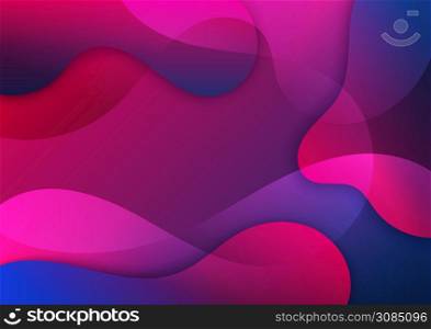 Abstract pink and blue gradient waves shape background. Vector illustration