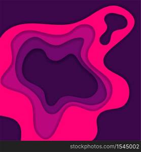 Abstract pink and purple 3D paper cut background. Abstract wave shapes. Vector format