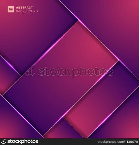 Abstract pink and purple color geometric overlap layer background with lighting. Vector illustration