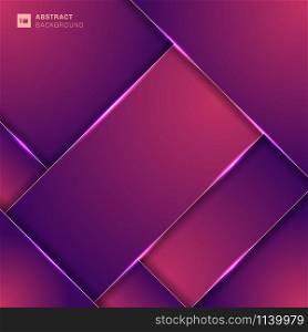 Abstract pink and purple color geometric overlap layer background with lighting. Vector illustration