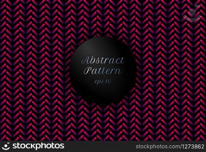 Abstract pink and purple gradient color geometric rounded lines shape chevron pattern on black background. Vector illustration