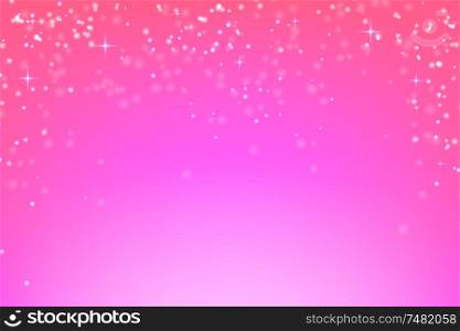 Abstract pink background with glowing particles. Vector background of falling snow. Stock vector illustration