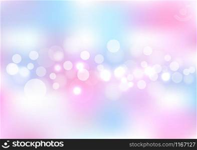 Abstract pink blue blurred lights bokeh background. Vector illustration