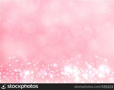 Abstract pink blurred light background with bokeh and glitter effect. Vector illustration