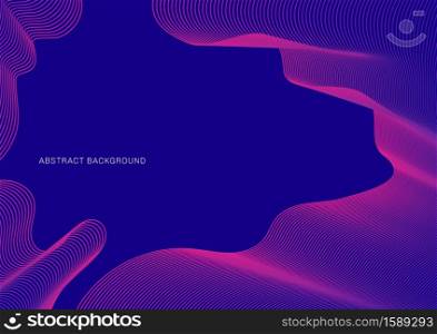 Abstract pink lines pattern ripple thin curves on blue background. Vector illustration