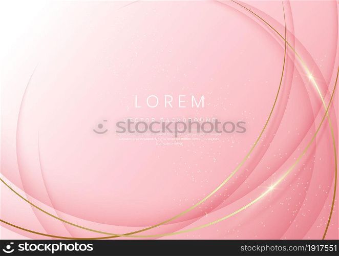 Abstract pink luxury background with golden line curved shape. You can use for ad, poster, template, business presentation. Vector illustration