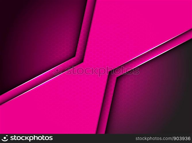 Abstract pink polygon metallic with hexagon mesh pattern design modern futuristic background vector illustration.